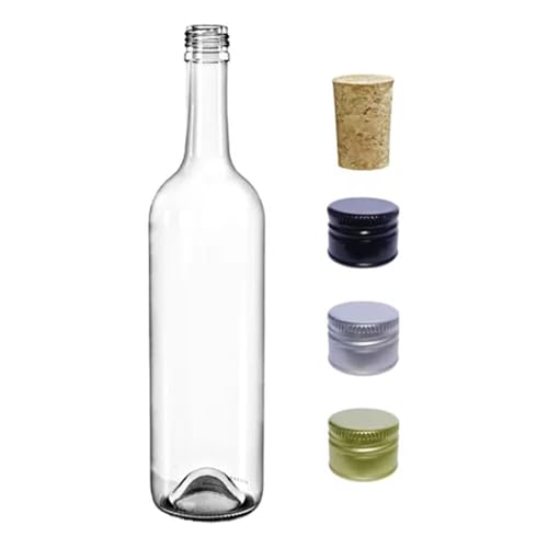 Kit com 6 Garrafas de Vidro Bordalesa 750ml com Tampa e Lacre – I...