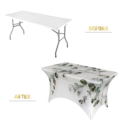 Nappe lavable 1,2m avec bords élastiques imprimée brindilles verdure blanche - 3