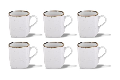 Image of Hitkari Potteries Porcelain White Sparkle Coffee Mugs Set 6 | for Morning & Evening Tea /Coffee | Home & Kitchen | Coffee Cup (SL-56)