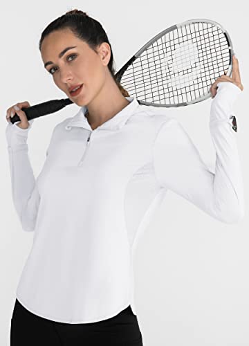 Hiverlay Women's Quick Dry Shirts Long Sleeve For Running Hiking Workout Upf50+ Lightweight Pullover Top With Pocket White S #TOP4
