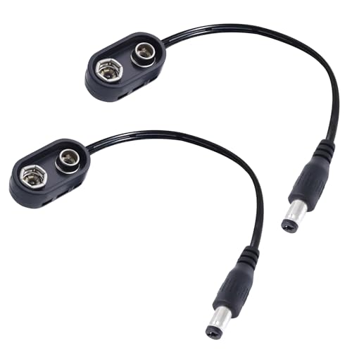 Pove Effect Pedal Battery Clip 9V - Premium Male Connector for Guitar Power Cable Battery (Pack of 2)