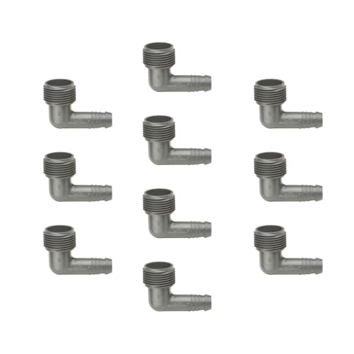 Rain Bird SWGE075B EZ Pipe Elbow Fitting, 3/4' Male Pipe Thread x 1/2' Spiral Barbed Elbow, 10-Pack