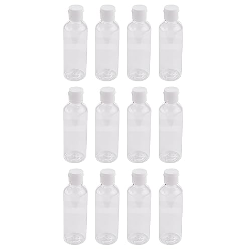 Fnfhsa 12 x 100Ml Plastic Clear Flip Bottles Travel Shampoo Lotion Cosmetic Container