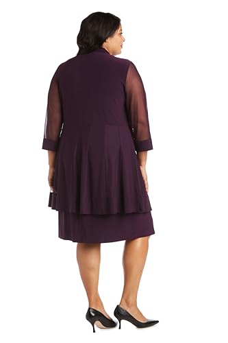 Image of R&M Richards Women's Petite Glitter Trim Jacket Dress