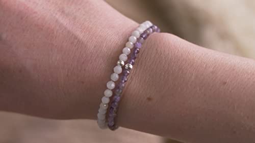 Bracelet perles pierre naturelle argent 925 sterling véritable - 4