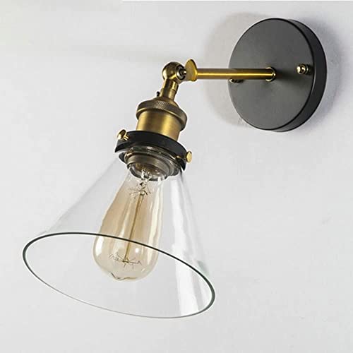 Aplique de pared industrial retro con pantalla de vidrio cónico, apliques de pared y lámparas de pared con montaje en pared, toma E27, apliques de pared antiguos,LáMpara De Techo Colgante