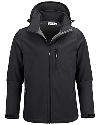 33,000Ft Men's Softshell Jacket With Hood Fleece Lined Windbreaker Lightweight Waterproof Jackets For Hiking #TOP17