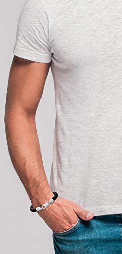 kuzzoi Men Bracelet leather braided black simple with lobster clasp made of 925 sterling silver, length 7,48 inch, width 0,39 inch, 0.45 oz3