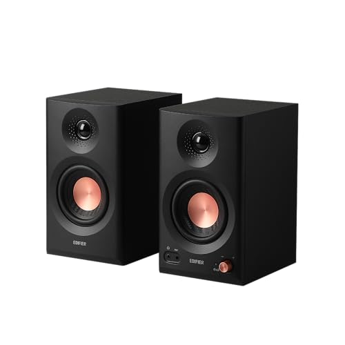 Edifier MR3 - Altavoces de estudio compactos 2.0, Hi-Res Audio, Bluetooth V5.4, Controles físicos, RCA, AUX, Aplicación móvil, 2x18W, Negro