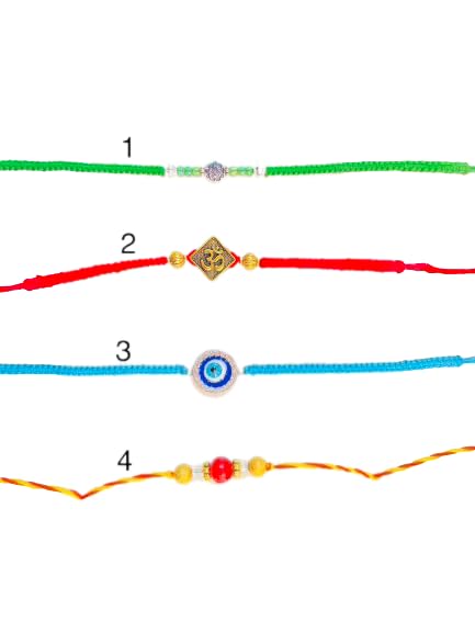 ColorrWay Green, Red, Blue, Mauli Colorful Modern Rakhis for Brother and Kids for Raksha Bandhan 2023, Om Gold Red Rakhris Punjabi, 1Pc (2)