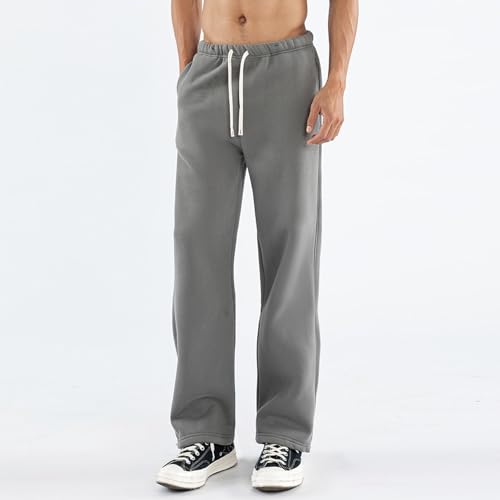 Hawyet Sweatpants for Men Solid Color Midweight Elastic Waist Drawstring Spring Fall Active Athletic Workout Sweatpanst3