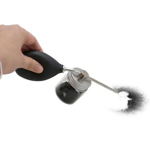 Botella pulverizadora recargable para polvos capilares con dosificador de silicona transparente 4