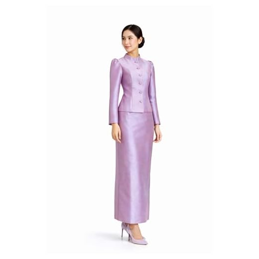 Elegant Taro Thai Silk Dress Set