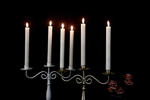 GenSwin Flameless Flickering Taper Candles with 2 Remote Controls and Timer, Real Wax 3D Wick Light Window Candles Battery Operated Pack of 8, Christmas Home Wedding Decor(White, 0.78 X 9.64 Inch)