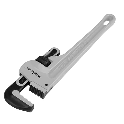 HORUSDY Pipe Wrench 14-Inch, Aluminum Heavy Duty Adjustable Straight Plumbing Pipe Wrench, 350mm, 1/2