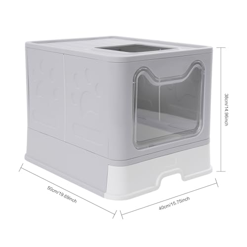 Arenero plegable cerrado para gatos con tapa y pala miniatura 7