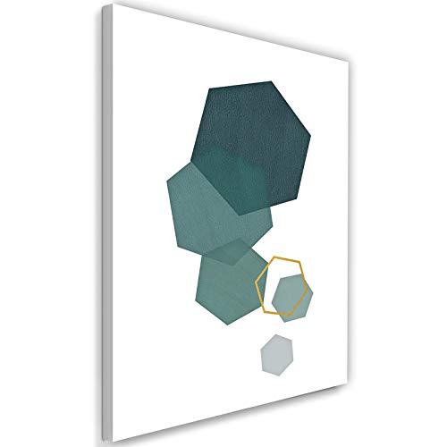 Photo sur toile abstrait géométrique vert 70x100 cm, une œuvre d'art déco au design unique XXL