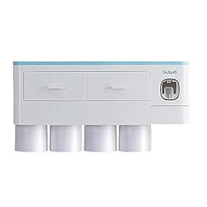 Qewrt Organizador montado en la Pared del ba?o Dispensador Multifuncional de Cepillo de Dientes y Pasta de Dientes 37…
