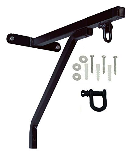 Islero Fitness - Soporte de pared para saco de boxeo, gancho de techo, cadena de acero, con grillete en D giratorio para interior y gimnasio, negro