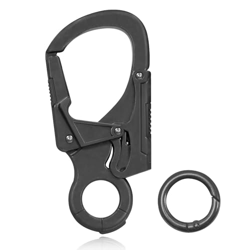 Ahiller Double Lock Zinc Alloy Carabiner Keychain Clip for Men-Gunmetal 1P