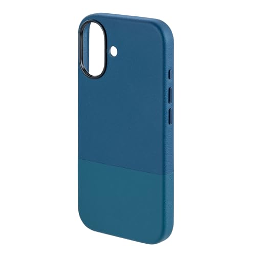 Image of TEKNE Dual-Tone Vegan Leather Case for iPhone 17 | MagSafe Compatible | 2m Drop Protection | Slim & Scratch Resistant | Raised Camera Protection Back Cover - Blue