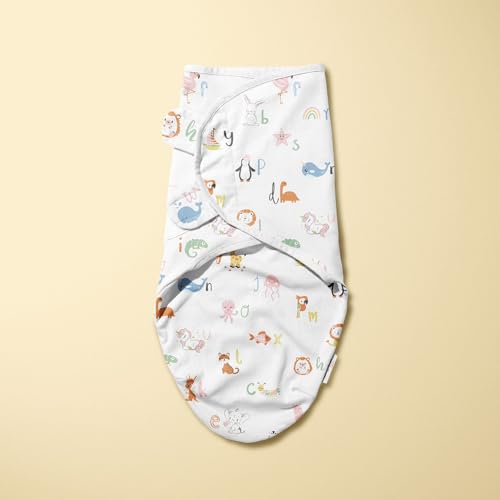 Image of haus & kinder EasyWrap Swaddle Wrap for New Born Baby | Adjustable Cotton Baby Blanket | Ultra Soft Breathable Baby Sleep Wrap for Infants 0-3 Months - Alphabet Print