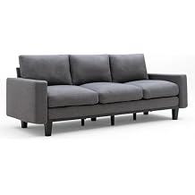 AMERLIFE 3 Seater Sofa with Deep Seat, 74.8" Modern Fabric Couch for Living Room, Full Metal Support, Pet-Friendly Comfy Sofa, Standard Couch for Bedroom & Apartment, Grey Linen