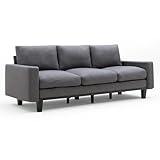 AMERLIFE 3 Seater Sofa with Deep Seat, 74.8' Modern Fabric Couch for Living Room, Full Metal Support, Pet-Friendly Comfy Sofa, Standard Couch for Bedroom & Apartment, Grey Linen