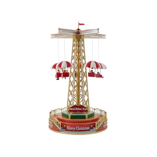 Wintem Carrusel navideño en Movimiento con música y Luces LED – Ideal para Decorar casa o pueblos de Navidad Durante el período navideño – Fabricado en Materiales Resistentes – 44,5 x 24,5 x 24,5 cm