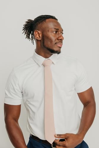 Image of DAZI Men's Skinny Tie, Cotton Wool Linen Necktie, Great for Weddings, Groom, Groomsmen, Missions, Dances, Gifts.