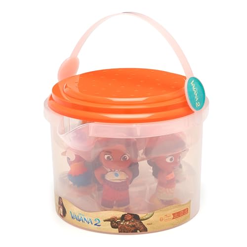 Disney Store Official Ensemble de Jouets de Bain Vaiana 2, 5 pièces, inclut Vaiana, Simea, Pua, Hei Hei et Maui, avec Seau de Rangement, à partir de 6 Mois