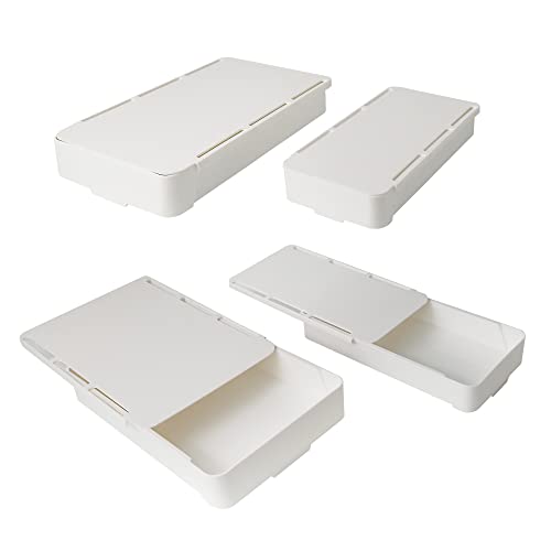 4 organizadores de cajones debajo del escritorio, color blanco oculto debajo del escritorio, cajones de almacenamiento deslizables para aula, estuche de maquillaje, oficina, debajo del escritorio Cover