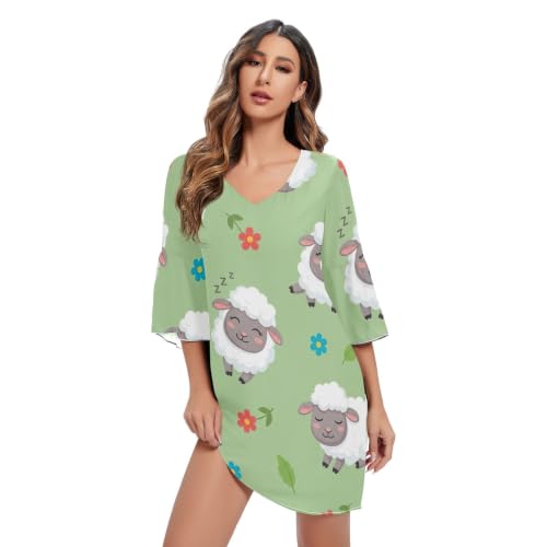 Robe d'été en mousseline de soie supérieure aux manches 3/4 délicates