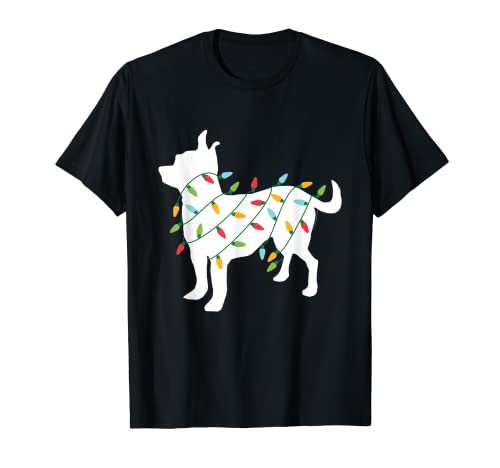 Christmas Lights Chihuahua T Shirt Regalos lindos para los amantes de los perros Camiseta