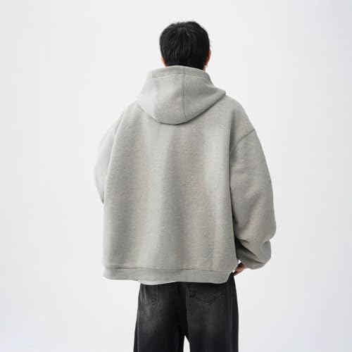 Mens Double Zip Up Hoodie Cardigan Vintage Oversized Heavyweight Cotton Zipper Hoodie Sweatshirts with Pocket4