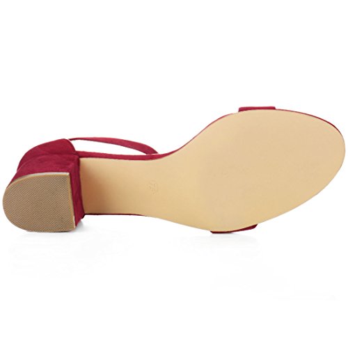 Allegra K Allegra K Women's Open Toe Mid Block Heel Ankle Strap Sandals (Size US 7) Deep Red