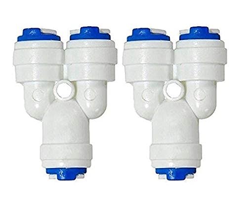 VINIXA 1/4 Inch (6mm) 3 Way Quick Connect Push Fit type Y Shape Connector for RO Water Purifier Tube Fitting (Pack of 2 Pcs.)