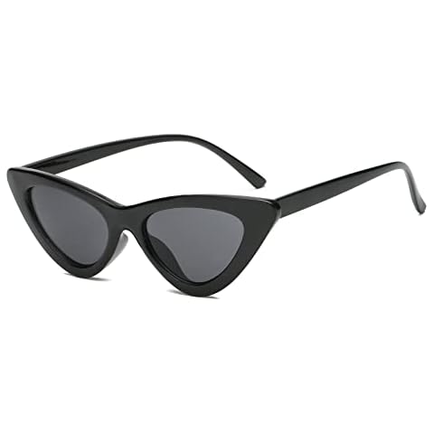 Long Keeper Retro Cat Eye Sunglasses for Women Trendy Small Slim Triangle Cateye Sun Glasses Vintage Shades UV400 Protection Cover