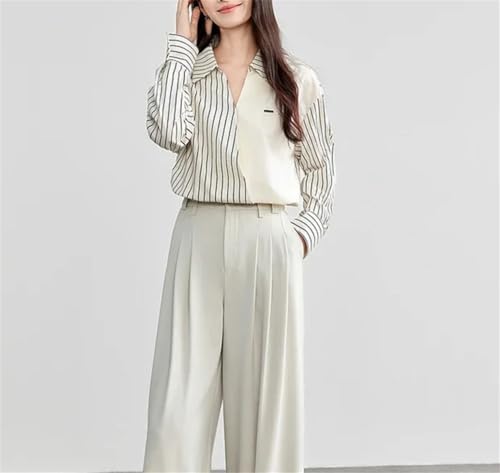 Chemise rayures patchwork coton avec col rabattable ample style décontracté - 5