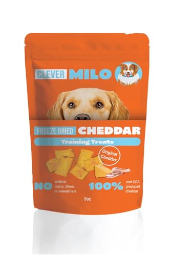 CLEVER MILO Freeze Dried Dog Food - Cheese Dog Treats & Topper; Healthy Raw Dog Food (Pack of 1, Cheddar Cheese Cubes)