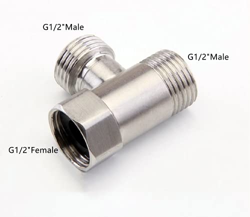 Homcbec Bathroom Angle Valve,3-Way Brushed Nickel G1/2 Inch T-Adapter Valve With One Inlet And Two Outlets Shower Arm Diverter Valve For Bath Bidet Sprayer Toilet Shower Head #TOP3