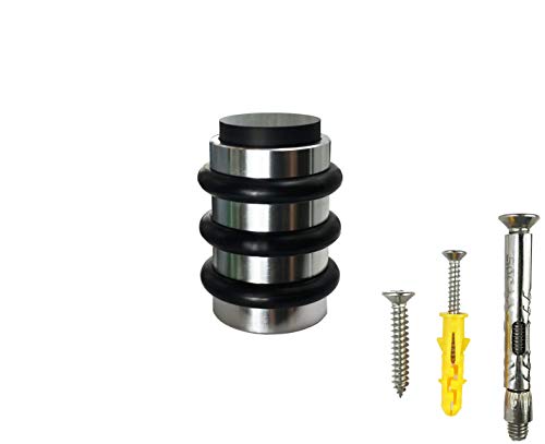 Preisvergleich Produktbild DOCA TürstopperFester Bodentürstopper AluminiumlegierungWandtürstopper mit Gummi - Türpuffer, Türstopper für die Türklinke inkl. Befestigungsmaterial für die Wand Ø3,0cm Höhe: 4,95cm-Silber