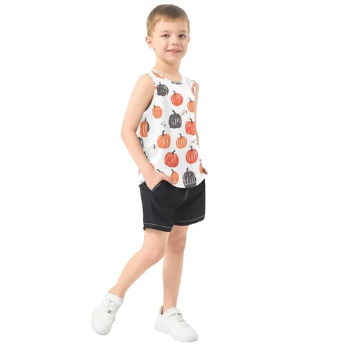 Bolaz Boys Athletic Quick Dry Tank Top Sleeveless Workout T Shirts Age 11-15,Pumpkin Patterns4