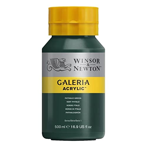 Winsor & Newton, Galeria Acrylic, Phtalo Green, 500ml, Phthalo Green, 500 ml (Pack of 1)