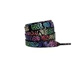 IRGVJIFR Cordones para Zapatos Cordones planos con diseño de flor anacardo for zapatillas deportivas, dorados, pintados a mano, for baloncesto, tenis, etc Para salir(Color-04,140cm)