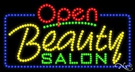 LED Beauty Salon Open Sign for Business Displays | Rectangle Electronic Light Up Sign for Beauty Salons | 17"H x 32"W x 1"D
