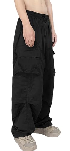 Men's Casual Cargo Pants Elastic Waist Drawstring Street Hip Hop Trousers with Pockets2