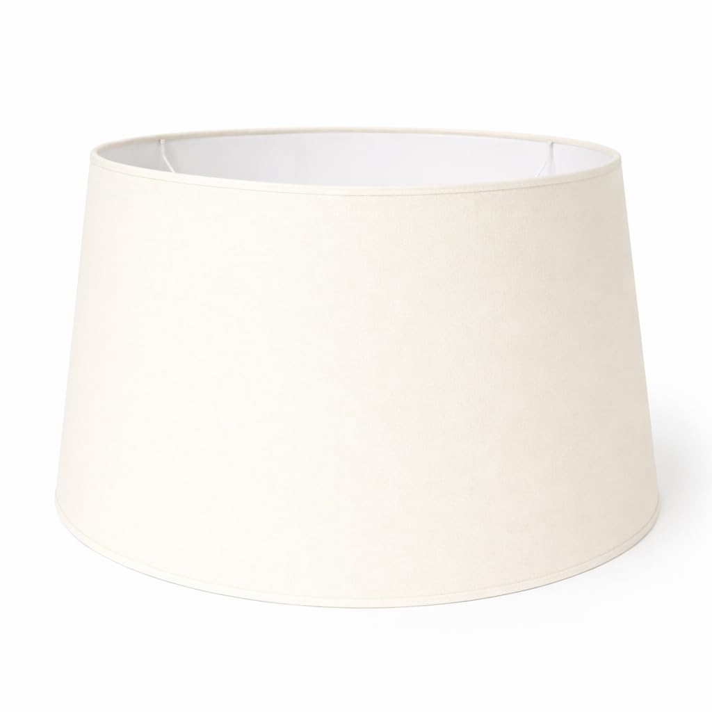 50 cm Empire-Form - Stofflampenschirm – Handgefertigter Baumwoll-Lampenschirm mit weißem Innenfutter – Konischer Lampenschirm für Tischlampen & Stehlampen (Elfenbein)