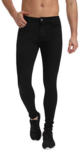 Men's Skinny Jeans, Stretch Slim Jeans for Men Super Skinny Fit Fashion Denim Pants Jeans,Black 36