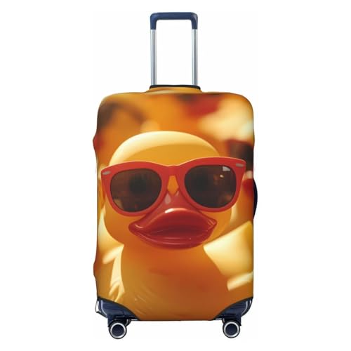 Sunglasses Yellow Duck Print Luggage Cover For Suitcase,Washable Elastic Travel Suitcase Protector With Zipper Closure And Bottom Buckle – Fits 18-32